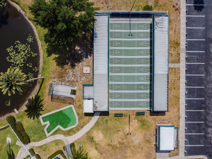 Shuffleboard court aerial view